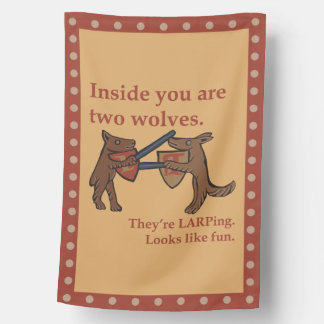 Two Medieval Wolves House Flag