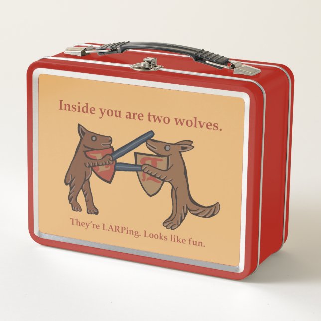 Two Medieval Wolves Metal Lunchbox (Front)