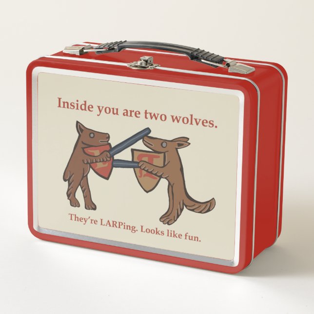 Two Medieval Wolves Metal Lunchbox (Front)