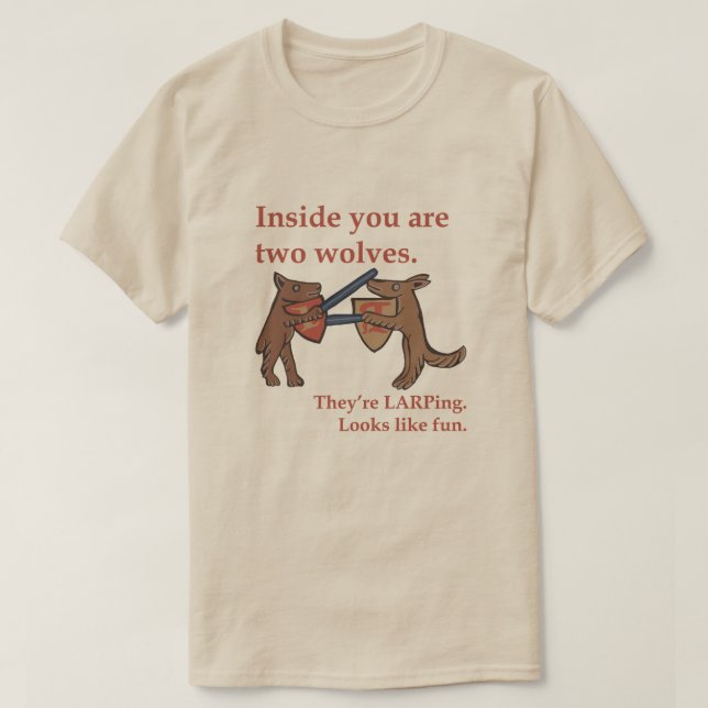 Two Medieval Wolves T-Shirt (Design Front)