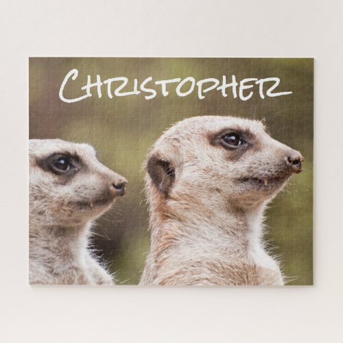 Two Meerkats Close Up Personalized Jigsaw Puzzle