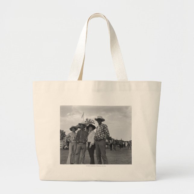 Two men and two women at a rodeo large tote bag (Front)
