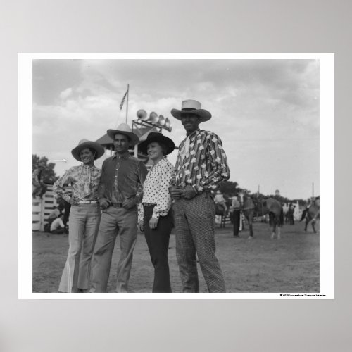 Two men and two women at a rodeo poster