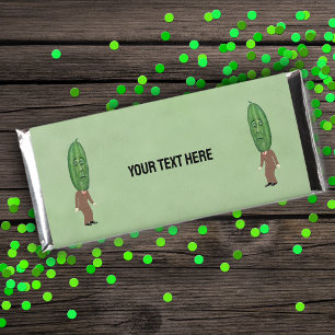 Two Men Big Green Pickle Heads With Faces in Suits Hershey Bar Favors