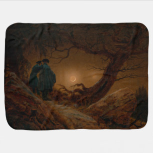Two Men Contemplating the Moon at Night Baby Blanket