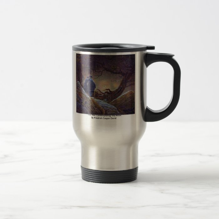 Two Men Contemplating The Moon By Friedrich Caspar Coffee Mug