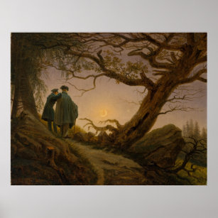 Two Men Contemplating the Moon Poster