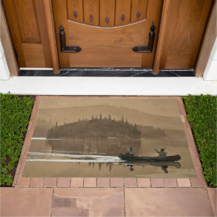 Two Men in a Canoe Winslow Homer Lake Cabin Doormat