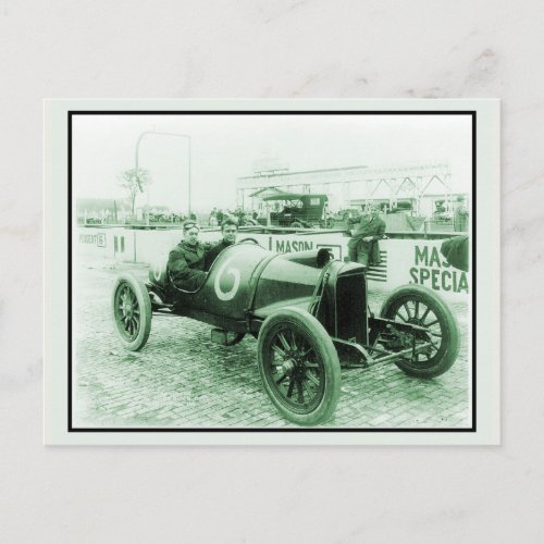 Two men in antique racing car n 6 Indy 500 Postcard