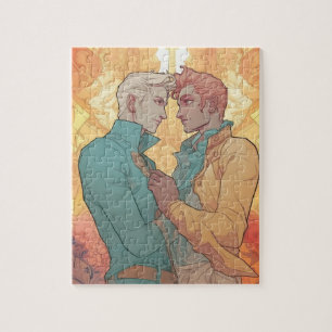 Two Men in Ardent Gay Love Jigsaw Puzzle
