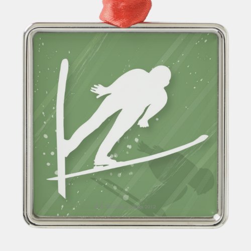 Two Men Ski Jumping Metal Ornament