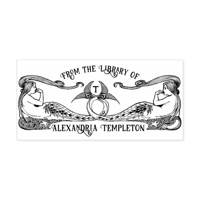 Two Mermaids #2 Library Book Name Initial Self-inking Stamp (Design)