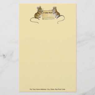 Two Mice with Parchment- Customizable Stationery
