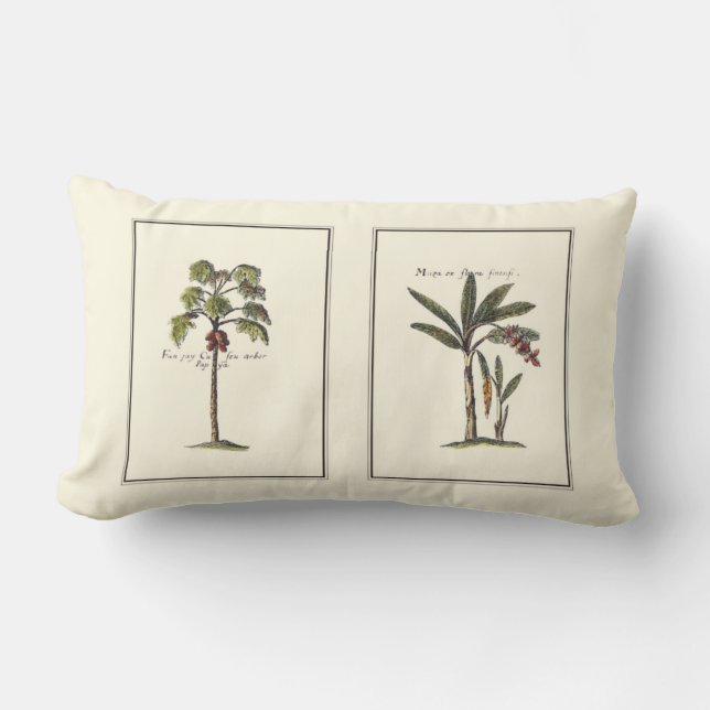 Two Miniature Framed Palm Trees Lumbar Pillow (Front)