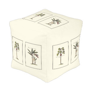 Two Miniature Framed Palm Trees Pouf