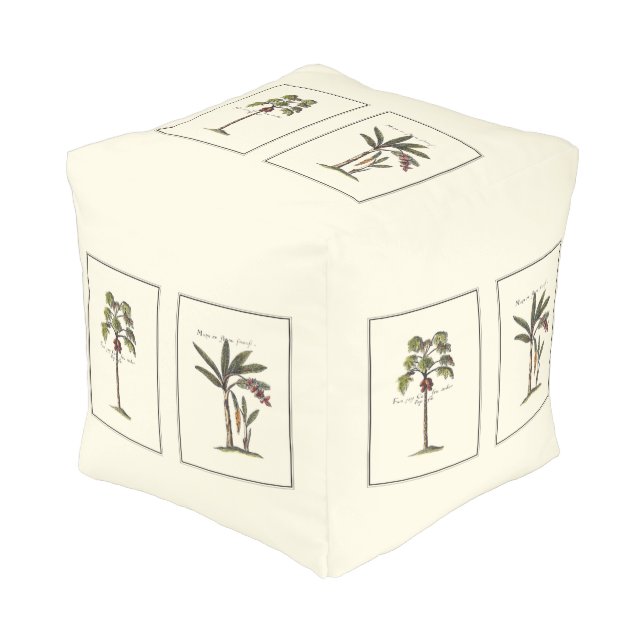 Two Miniature Framed Palm Trees Pouf (Angled Front)