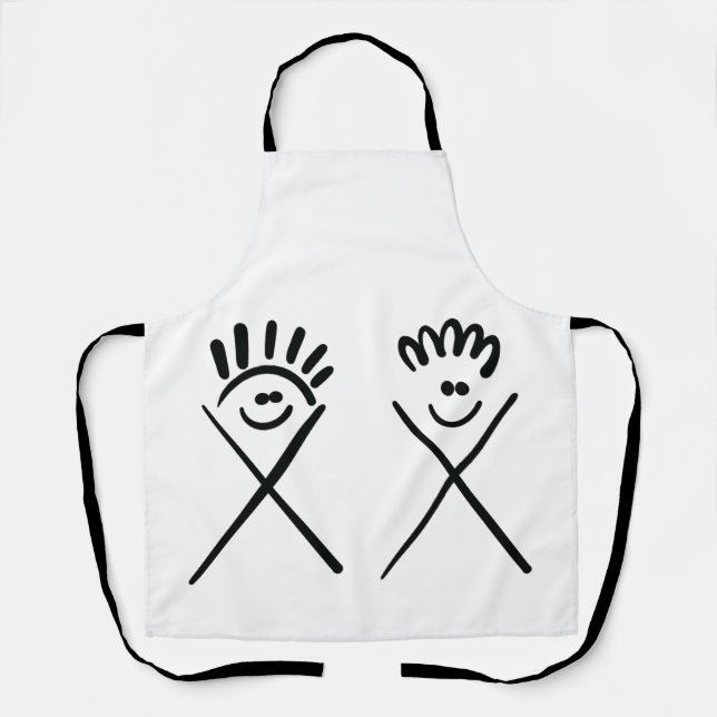 Two Minimal Friends – Line Art  Apron (Front)