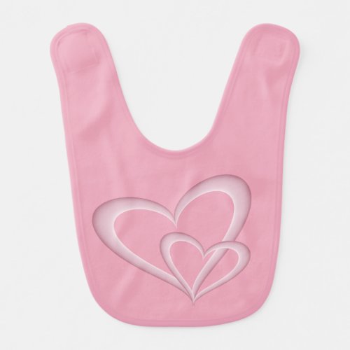 Two Modern Pink Hearts Abstract Art Baby Bib