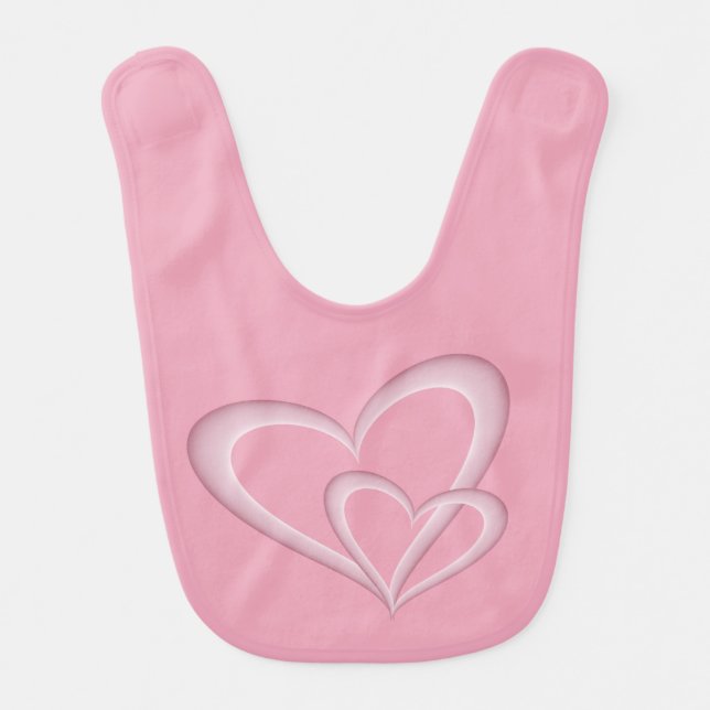Two Modern Pink Hearts Abstract Art Baby Bib (Front)