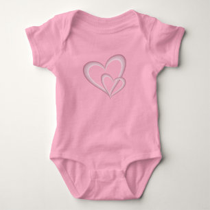 Two Modern Pink Hearts Abstract Art Baby Bodysuit