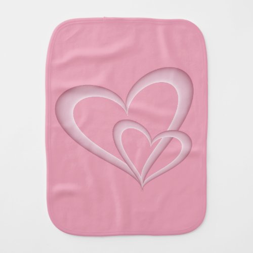 Two Modern Pink Hearts Abstract Art Baby Burp Cloth