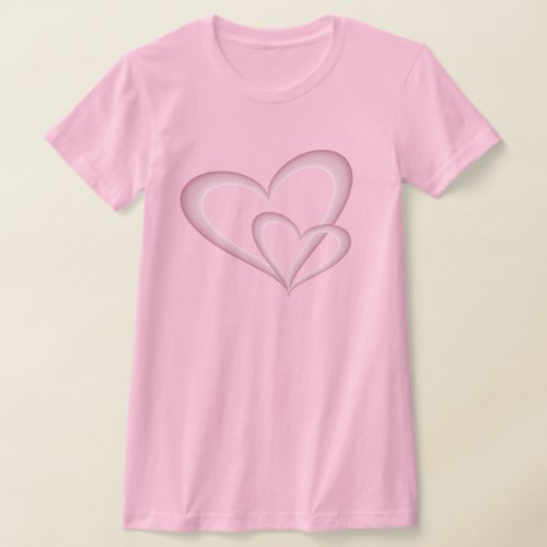 Two Modern Pink Hearts Abstract Art T_Shirt