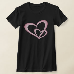 Two Modern Pink Hearts Abstract Art T-Shirt