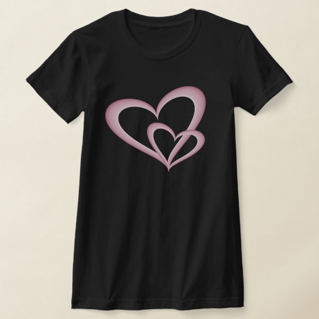 Two Modern Pink Hearts Abstract Art T-Shirt (Laydown)