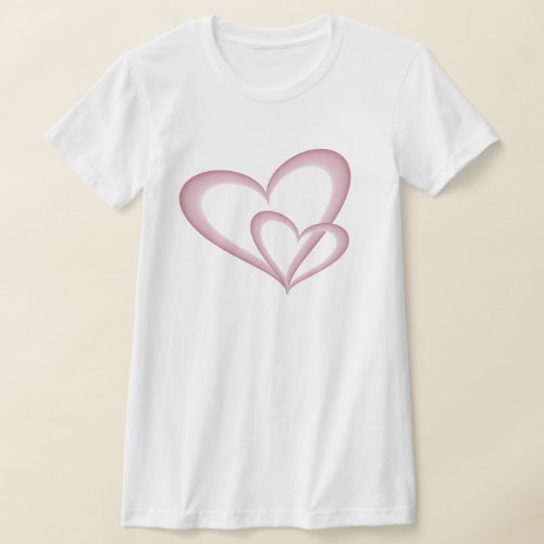 Two Modern Pink Hearts Abstract Art T_Shirt