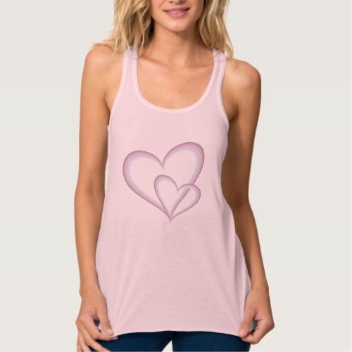 Two Modern Pink Hearts Abstract Art Tank Top
