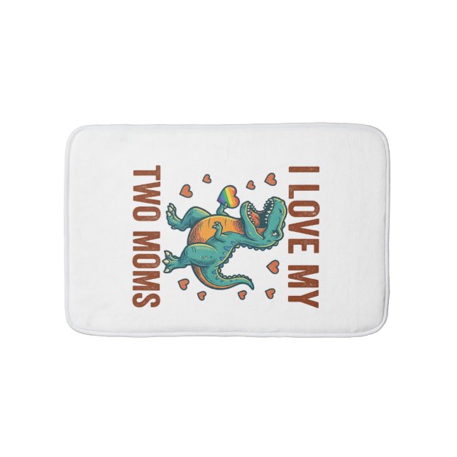Two Moms Pride Dinosaur Vector T-Shirt Design_1 Bath Mat (Front)