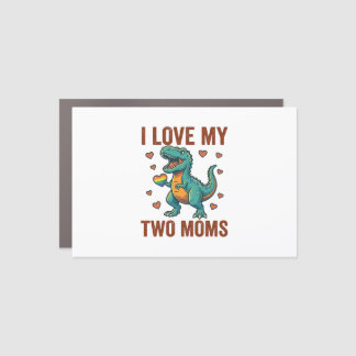 Two Moms Pride Dinosaur Vector T-Shirt Design_1 Car Magnet