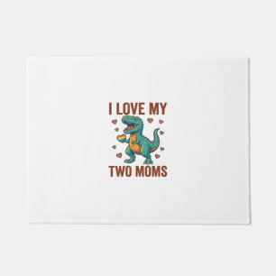 Two Moms Pride Dinosaur Vector T-Shirt Design_1 Doormat