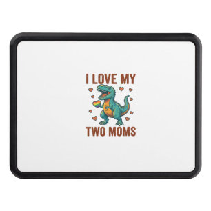 Two Moms Pride Dinosaur Vector T-Shirt Design_1 Hitch Cover
