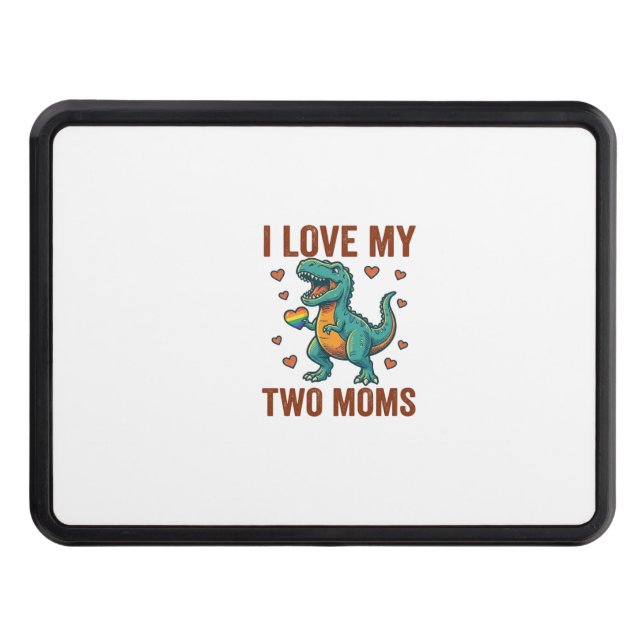 Two Moms Pride Dinosaur Vector T-Shirt Design_1 Hitch Cover (Front)