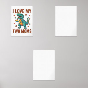 Two Moms Pride Dinosaur Vector T-Shirt Design_1 Wall Art Sets