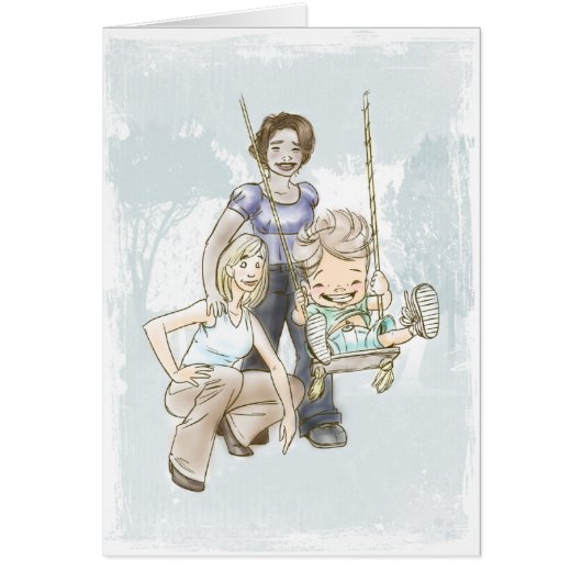 Two Moms - Swinging Child Cards (Front)