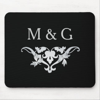 Two Monograms with Scrollwork and Leaves A33 Mouse Pad