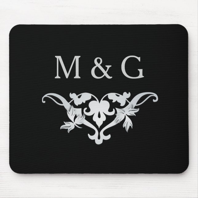Two Monograms with Scrollwork and Leaves A33 Mouse Pad (Front)