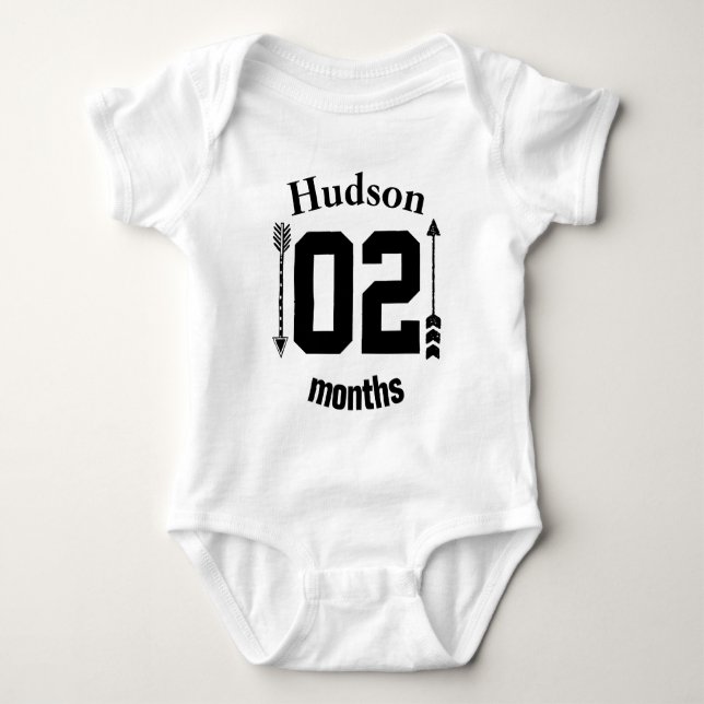 Two Months Old Arrows Baby Boy Personalized Baby Bodysuit (Front)
