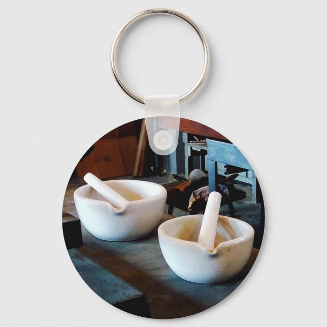 Two Mortars and Pestles in Lab Keychain (Front)