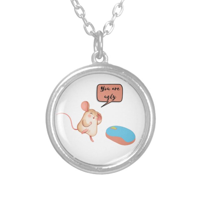 two mouses silver plated necklace (Front)