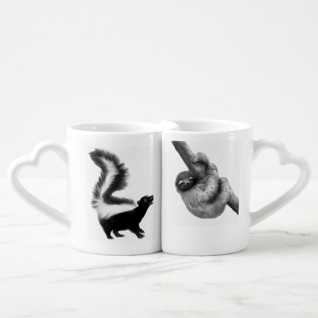Two Mugs Together - Skunk and Sloth (Front Nesting)