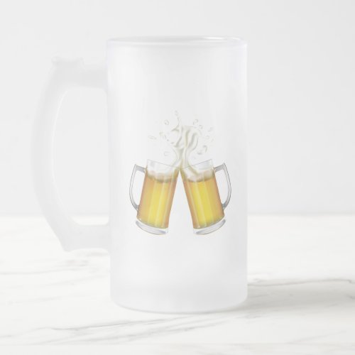 Two mugs with a light beer