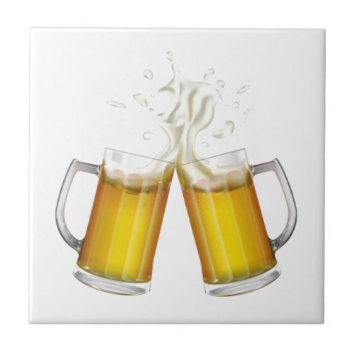 Two mugs with a light beer ceramic tile