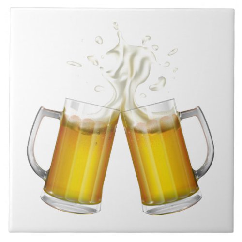 Two mugs with a light beer ceramic tile