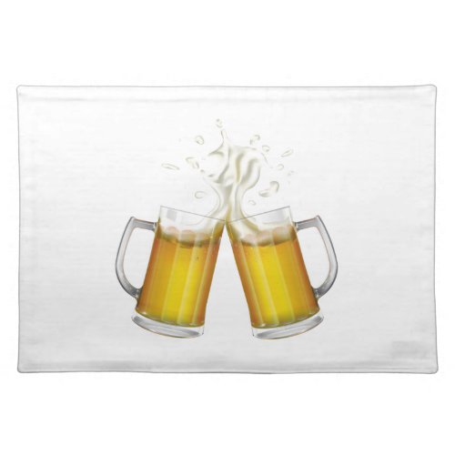 Two mugs with a light beer cloth placemat