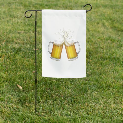 Two mugs with a light beer garden flag