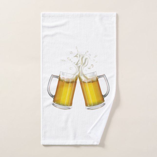 Two mugs with a light beer. hand towel  (Hand Towel)
