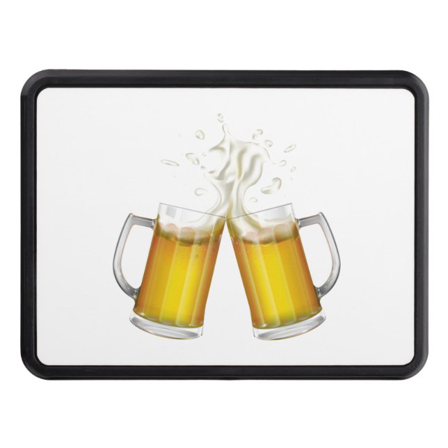 Two mugs with a light beer. hitch cover (Front)